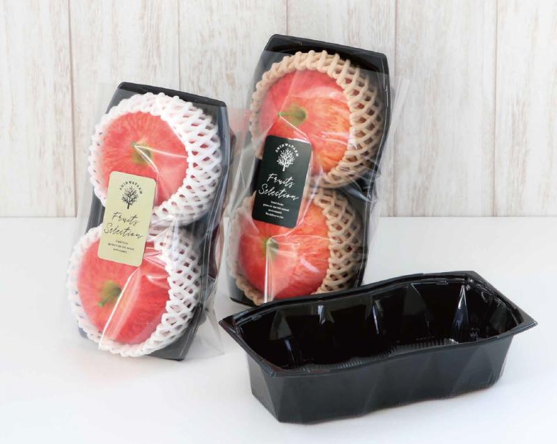 什器不要で陳列数2倍に！ 自立式フルーツトレーでフルーツは立てて売る時代へ
